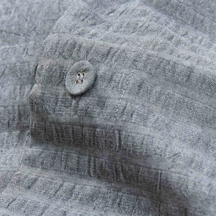 Kissenbezug Ansei, Grau, 100% Baumwolle | URBANARA Seersucker-Bettwäsche