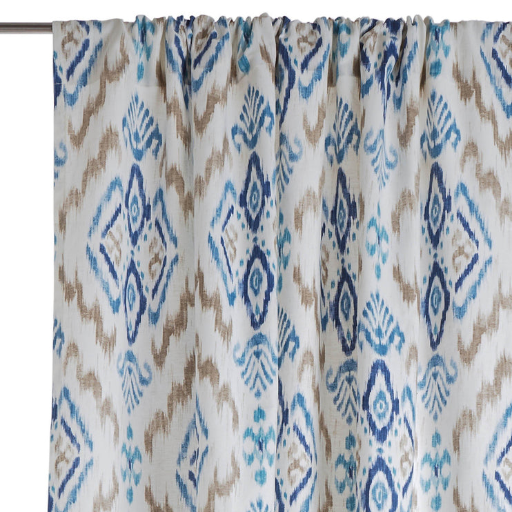 Vorhang Suide, Naturweiß & Dunkelblau & Jeansblau, 65% Leinen & 35% Polyester | URBANARA Vorhänge & Gardinen