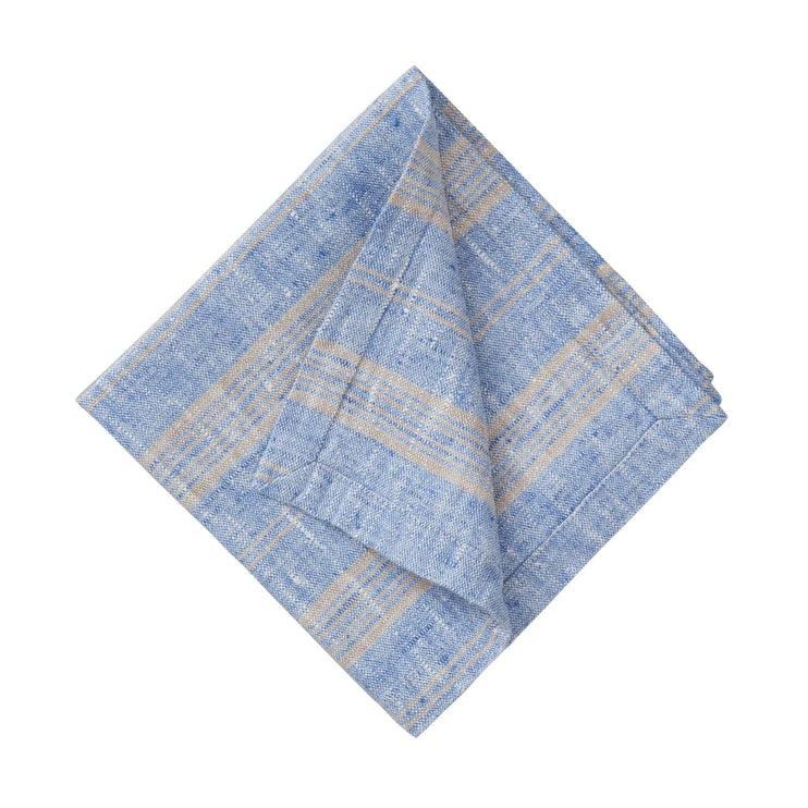 Tischdecke Lusis, Hellblau & Natur, 100% Leinen | Hochwertige Wohnaccessoires