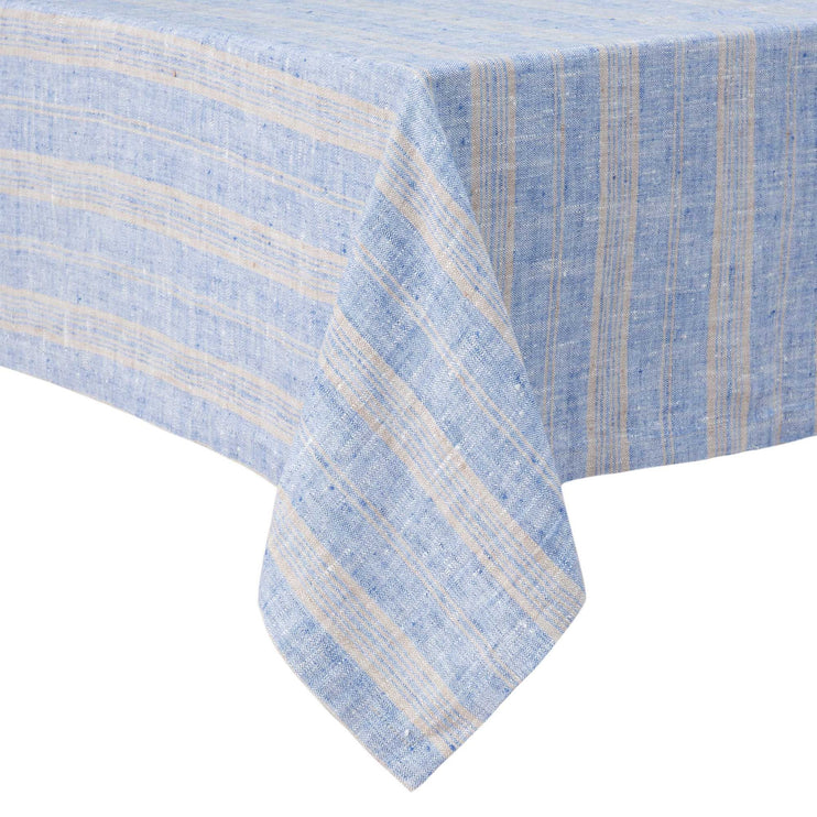Tischdecke Lusis, Hellblau & Natur, 100% Leinen