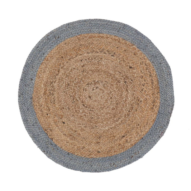 Teppich Nandi, Natur & Helles Graublau, 100% Jute | URBANARA Juteteppiche