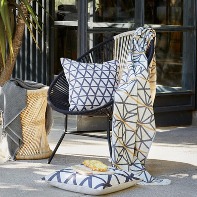 Arade beach towel, natural white & dark blue & mustard, 100% cotton