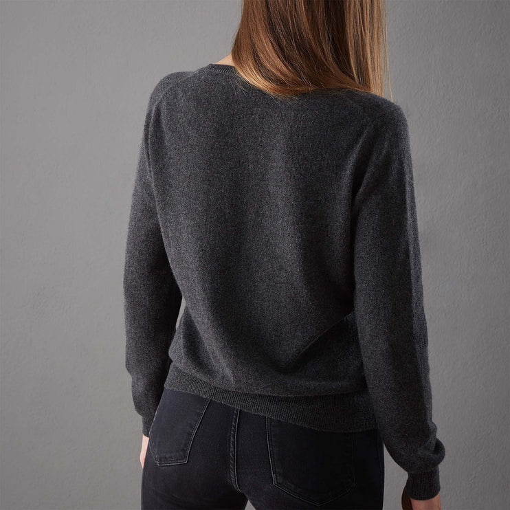 Strickjacke Nora, Anthrazit, 50% Kaschmirwolle & 50% Wolle | Hochwertige Wohnaccessoires