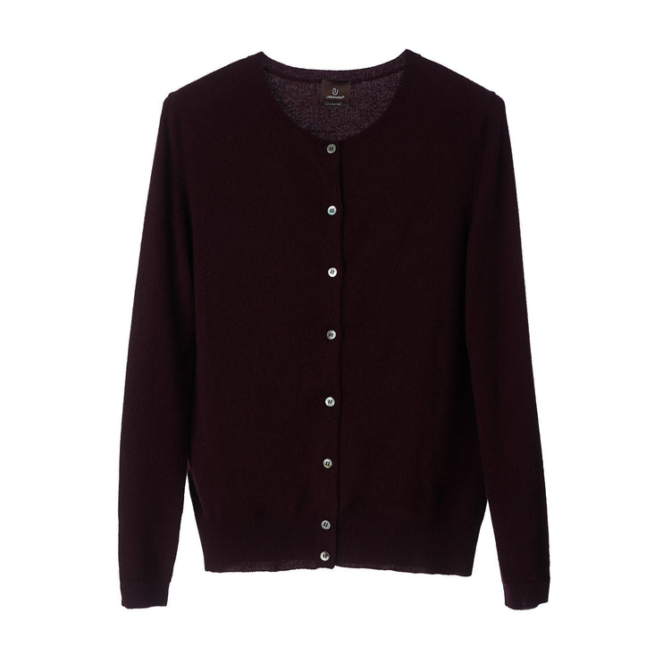 Strickjacke Nora, Weinrot, 50% Kaschmirwolle & 50% Wolle