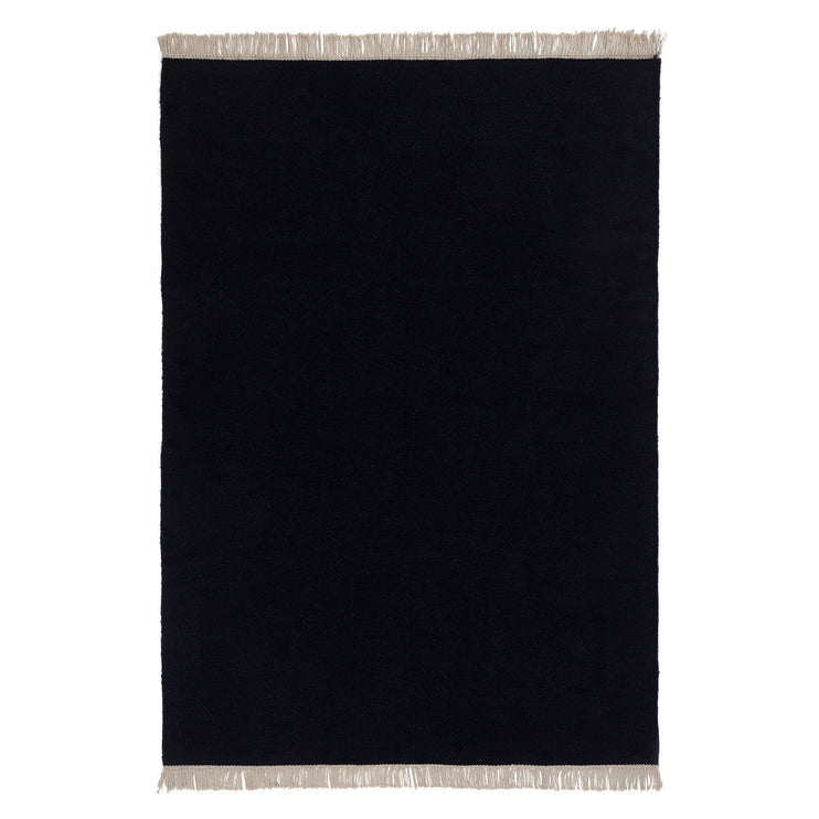 Teppich Manu, Dunkelblau, 100% Wolle & 100% Baumwolle | Hochwertige Wohnaccessoires