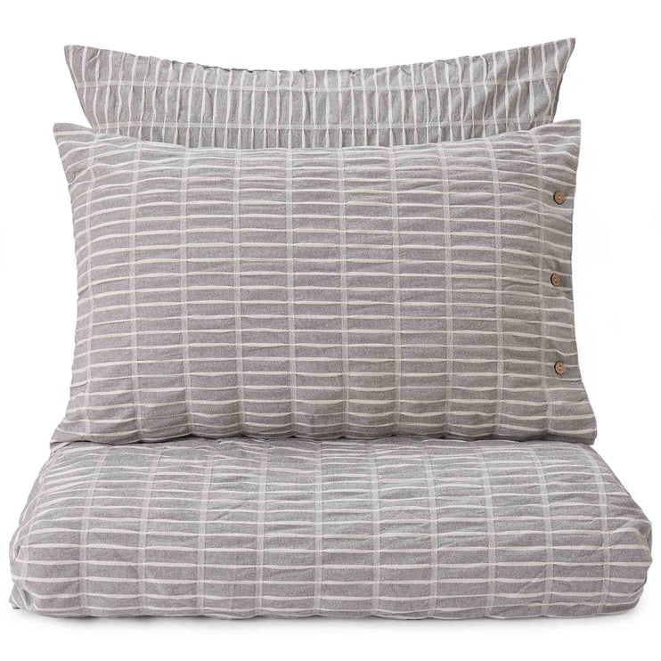 Bettdeckenbezug Bayan, Grau & Naturweiß, 100% Baumwolle