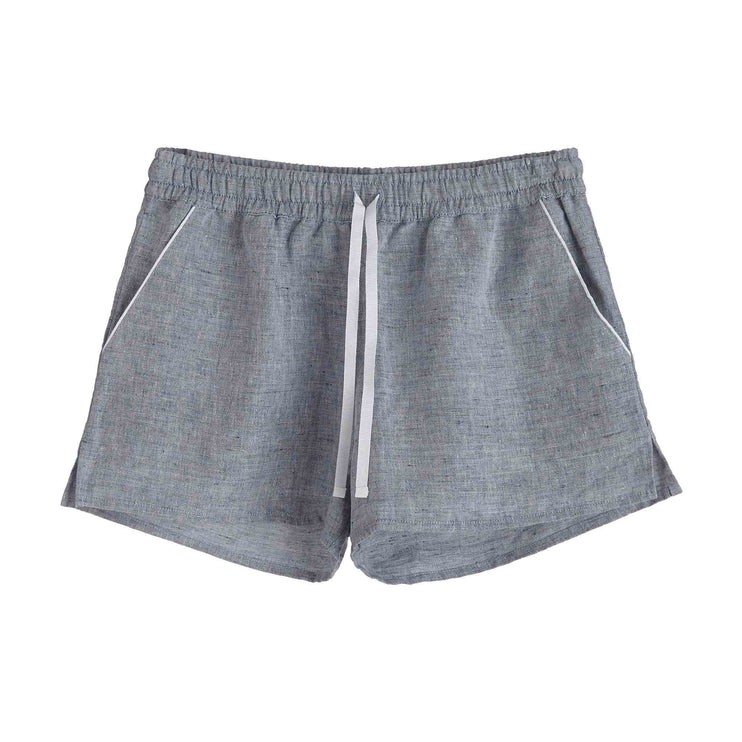 Pyjama Casaal, Dunkles Graublau & Weiß, 100% Leinen & 100% Baumwolle