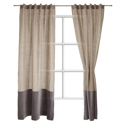 Vorhang Saveli Natur & Grau, 100% Leinen & 100% Baumwolle