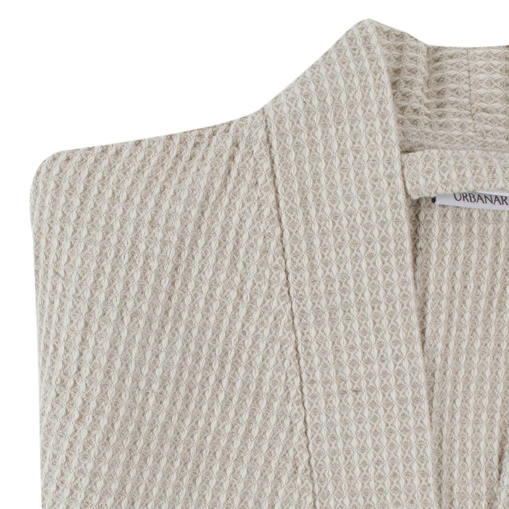 Bademantel Kotra, Beige & Elfenbein, 50% Leinen & 50% Baumwolle | URBANARA Bademäntel
