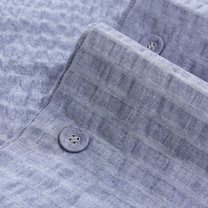Seersucker-Bettwäsche Ansei in Jeansblau aus 100% Baumwolle | Entdecken Sie unsere schönsten Wohnaccessoires