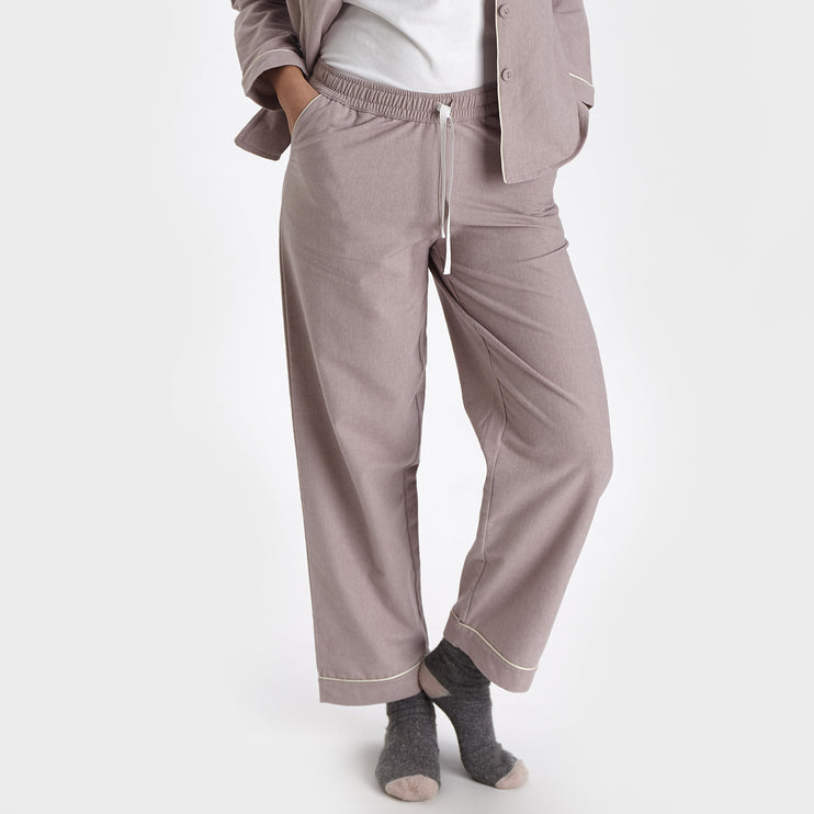 Pyjama Arove, Helles Mauve & Naturweiß, 100% Bio-Baumwolle