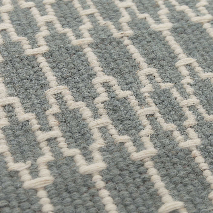 Teppich Badela, Helles Graugrün & Elfenbein, 100% Wolle | Hochwertige Wohnaccessoires