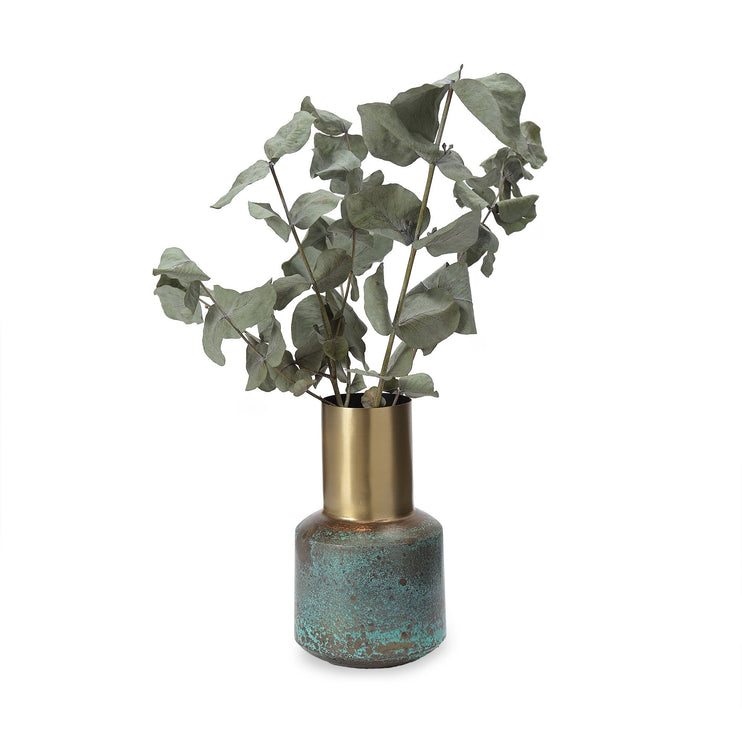 Vase Dapoli Messing & Türkis, 100% Metall | URBANARA Vasen