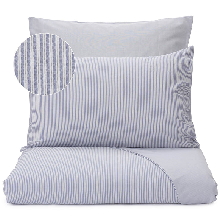 Kissenbezug Izeda Blau & Weiß, 100% Baumwolle | URBANARA Perkal-Bettwäsche