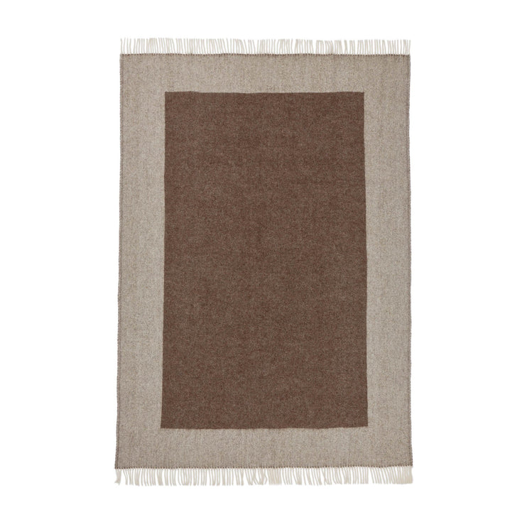 Wolldecke Karby Creme & Braun, 100% Schurwolle | URBANARA Wolldecken