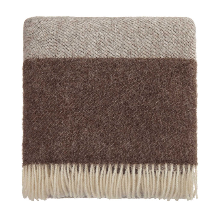 Wolldecke Karby Creme & Braun, 100% Schurwolle