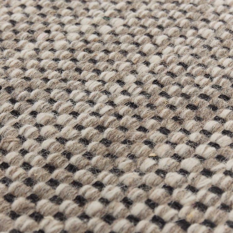 Wollteppich Kolong Graubraun-Melange & Schwarz & Eierschale, 100% Wolle | Hochwertige Wohnaccessoires