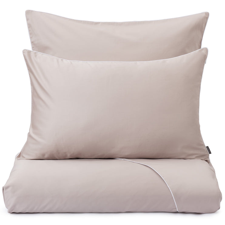 Satin-Bettwäsche Lanton Natur & Weiß, 100% Baumwolle