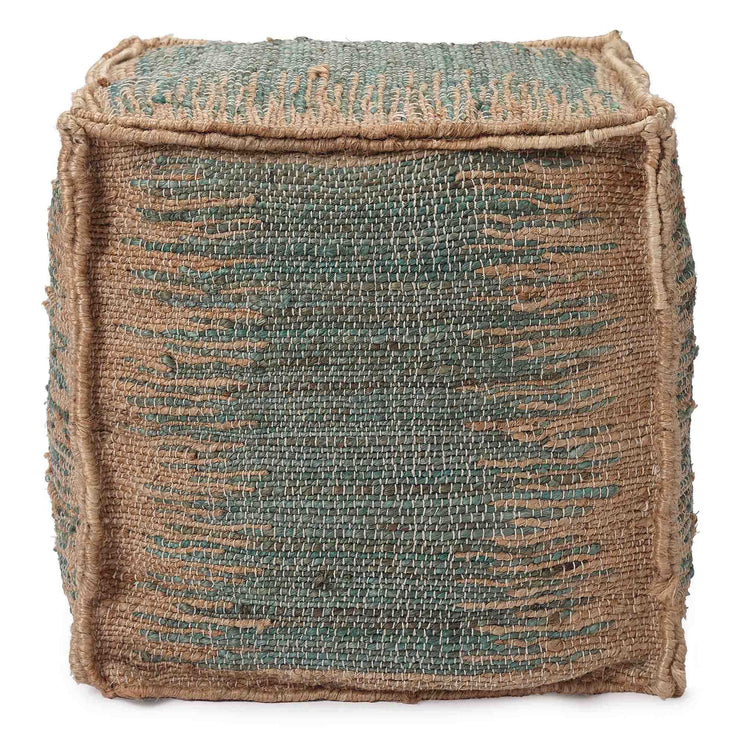 Pouf Majra, Natur & Grüngrau, 80% Jute & 20% Baumwolle