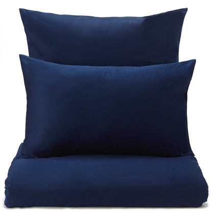 Satin-Bettwäsche Millau Dunkelblau, 100% gekämmte und merzerisierte Baumwolle