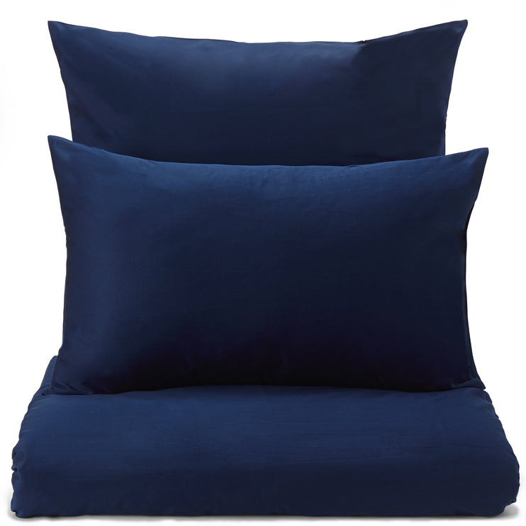 Satin-Bettwäsche Millau Dunkelblau, 100% gekämmte und merzerisierte Baumwolle