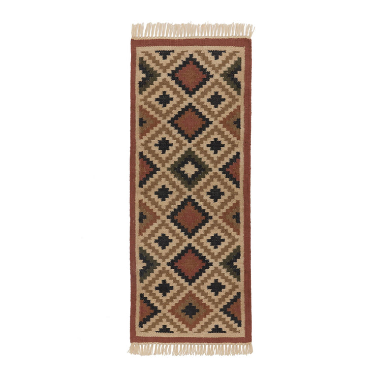 Jute-Läufer Nohar Rostorange & Sand & Olivgrün, 100% Jute | URBANARA Läufer