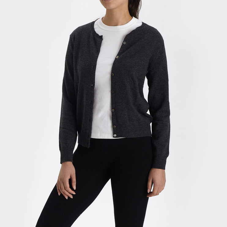 Strickjacke Nora, Anthrazit, 50% Kaschmirwolle & 50% Wolle