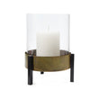 Windlicht Ozar Messing & Senfgelb & Schwarz, 100% Glas & 100% Metall