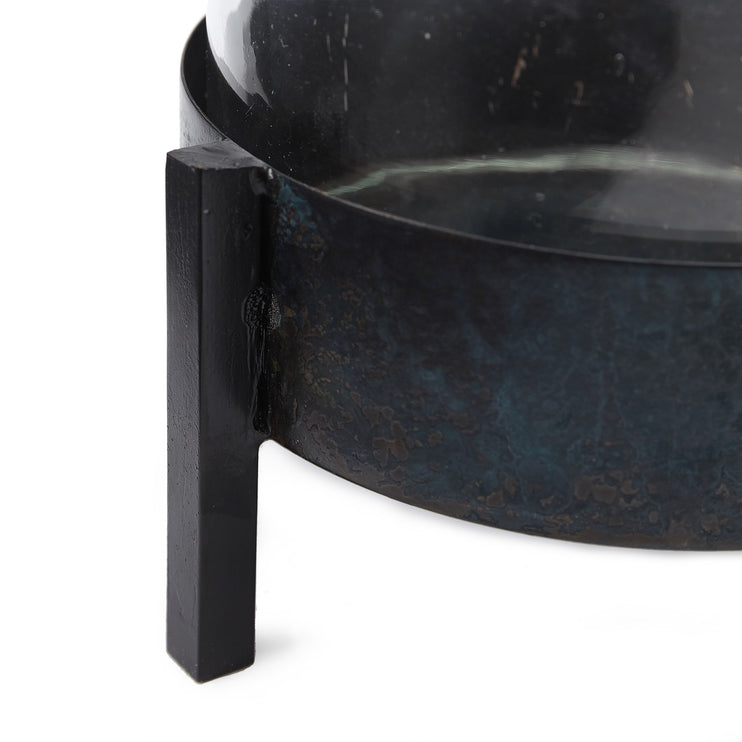 Windlicht Ozar Schwarz, 100% Glas & 100% Metall | Hochwertige Wohnaccessoires