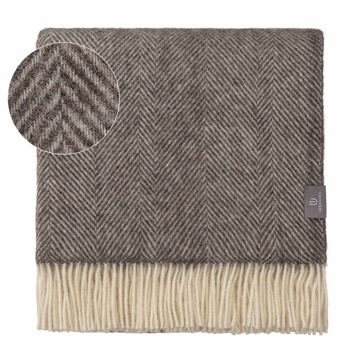 Wolldecke Salantai Grau & Creme, 100% Schurwolle