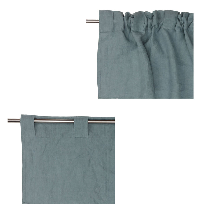 Vorhang Saveli Helles Grüngrau & Grüngrau, 100% Leinen & 100% Baumwolle | Hochwertige Wohnaccessoires